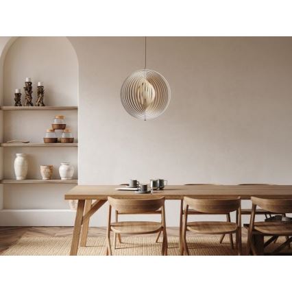 Lámpara colgante con cable 1xE27/60W/230V diámetro 50 cm madera maciza/chapado/madera de caucho (Hevea)