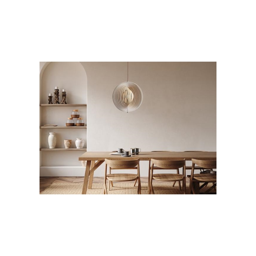 Lámpara colgante con cable 1xE27/60W/230V diámetro 50 cm madera maciza/chapado/madera de caucho (Hevea)