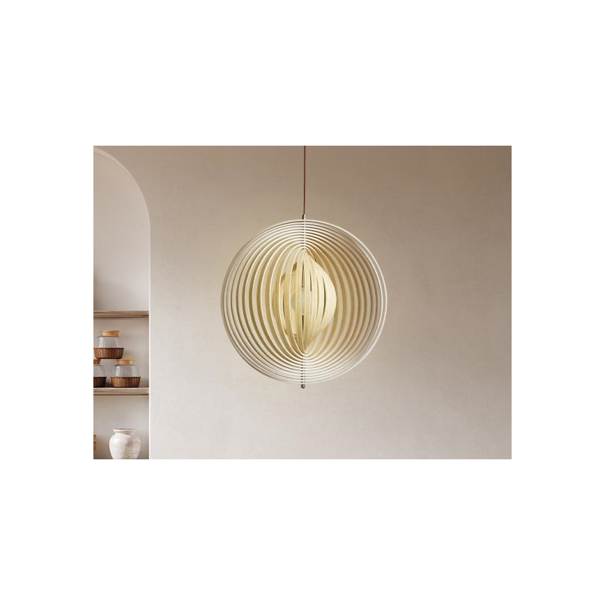 Lámpara colgante con cable 1xE27/60W/230V diámetro 50 cm madera maciza/chapado/madera de caucho (Hevea)