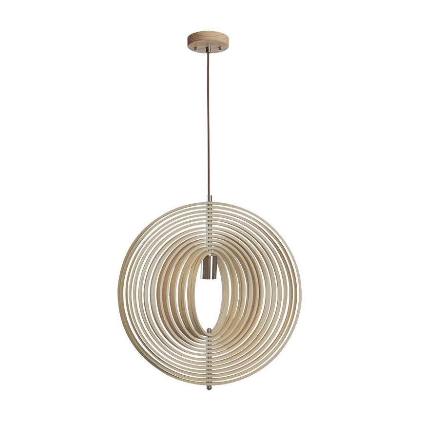 Lámpara colgante con cable 1xE27/60W/230V diámetro 50 cm madera maciza/chapado/madera de caucho (Hevea)