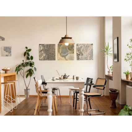 Lámpara colgante con cable 1xE27/60W/230V Ø 33 cm madera maciza/roble/nogal/madera de caucho