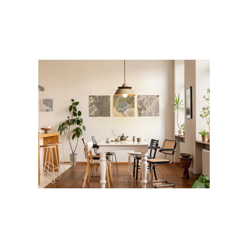 Lámpara colgante con cable 1xE27/60W/230V Ø 33 cm madera maciza/roble/nogal/madera de caucho