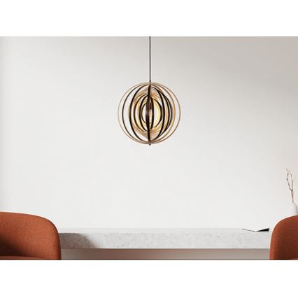 Lámpara colgante con cable 1xE27/60W/230V Ø 43,5 cm madera maciza/chapado/madera de caucho