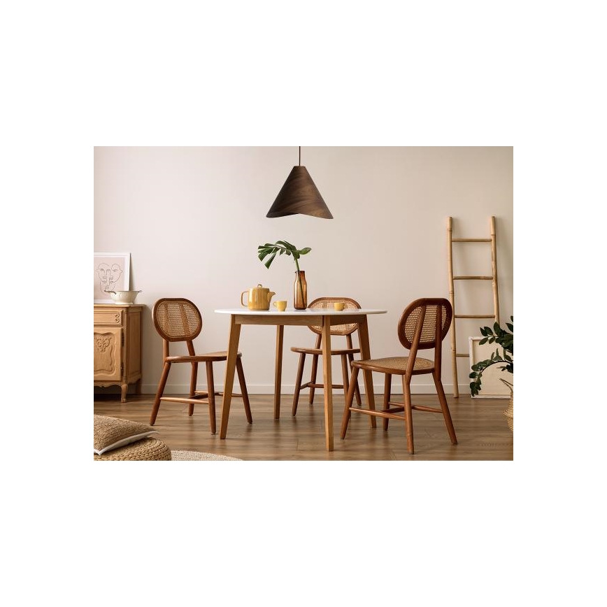 Lámpara colgante con cable 1xE27/60W/230V Ø 45 cm madera maciza/nogal/madera de caucho