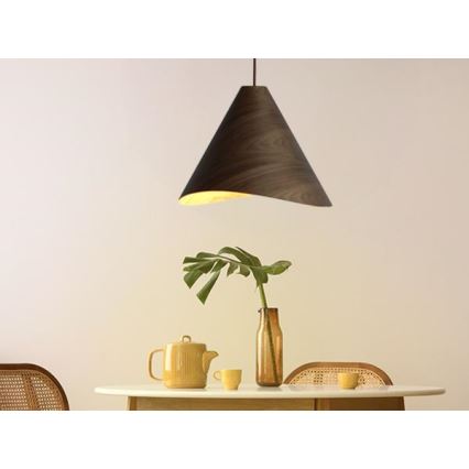 Lámpara colgante con cable 1xE27/60W/230V Ø 45 cm madera maciza/nogal/madera de caucho