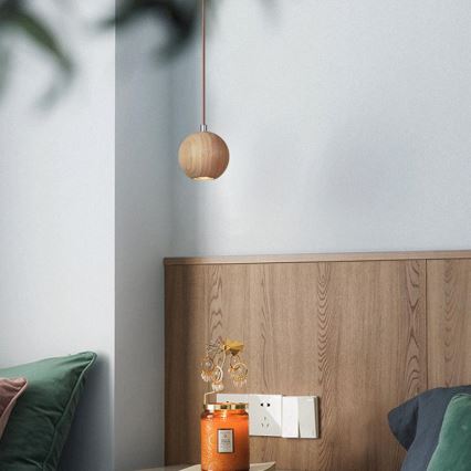 Lámpara colgante con cable 1xGU10/10W/230V Ø 11 cm madera maciza/fresno