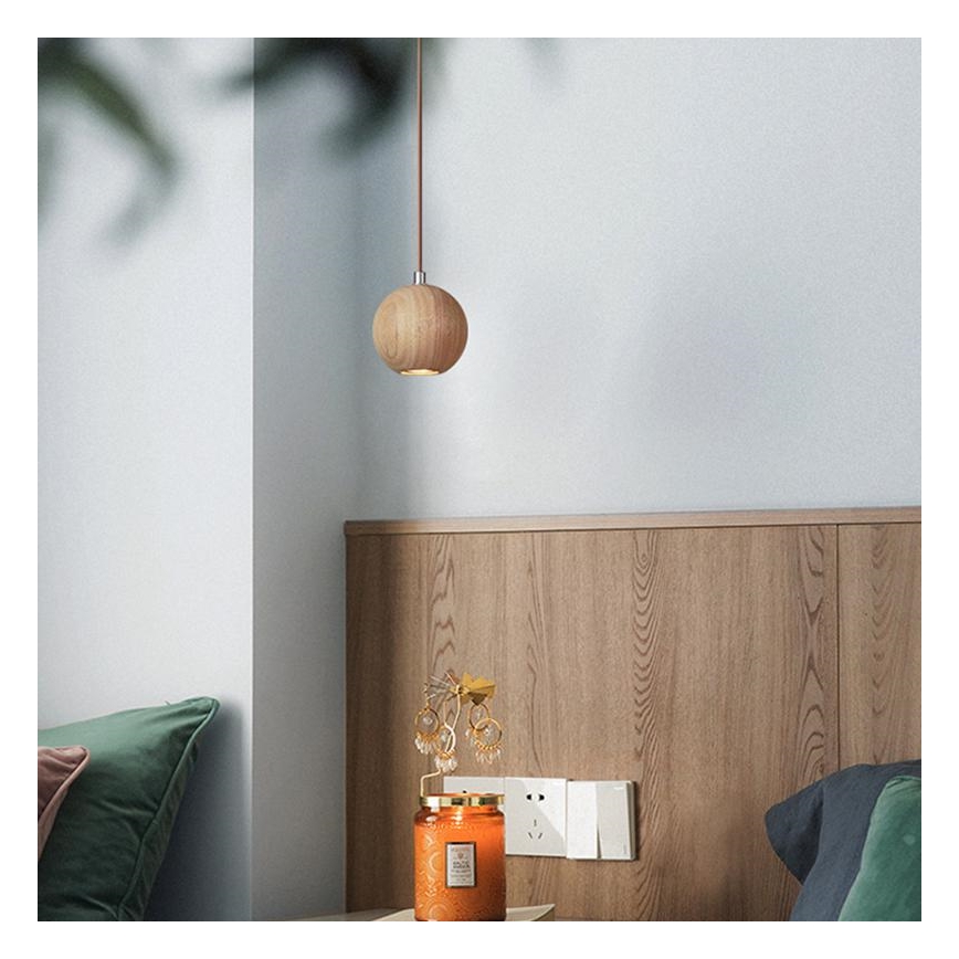 Lámpara colgante con cable 1xGU10/10W/230V Ø 11 cm madera maciza/fresno
