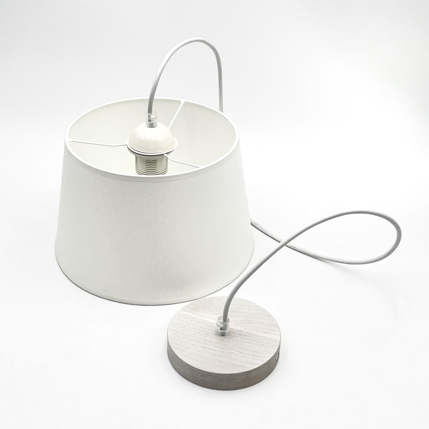 Lámpara colgante con cable AIDA 1xE27/60W/230V, diámetro 25 cm, roble/blanco