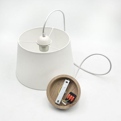 Lámpara colgante con cable AIDA 1xE27/60W/230V, diámetro 25 cm, roble/blanco