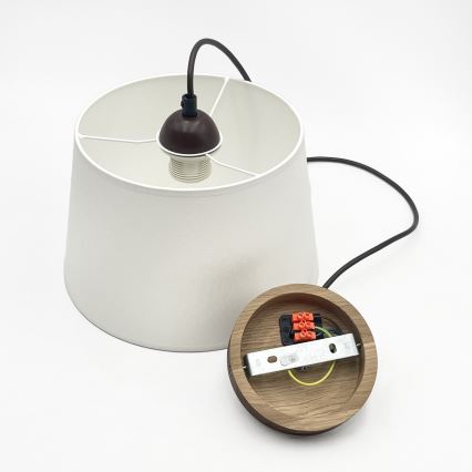 Lámpara colgante con cable AIDA 1xE27/60W/230V diámetro 25 cm roble/nogal/blanco