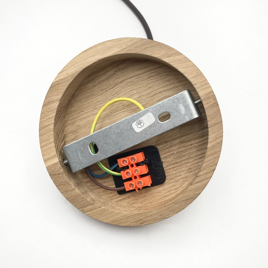 Lámpara colgante con cable AIDA 1xE27/60W/230V diámetro 25 cm roble/nogal/blanco