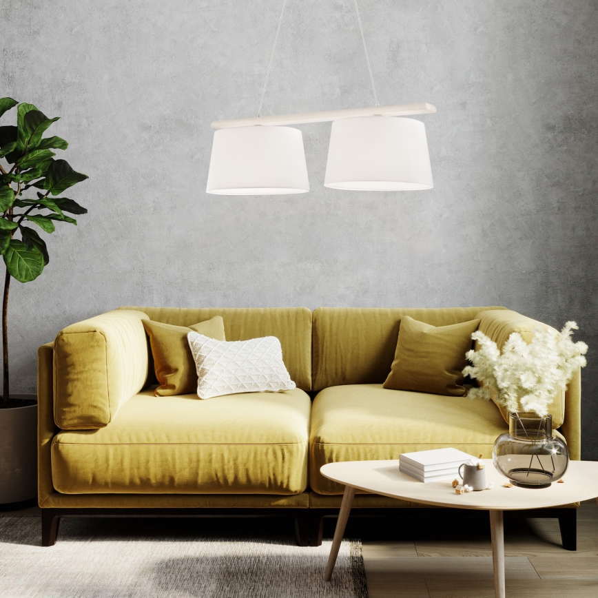 Lámpara colgante con cable AIDA 2xE27/60W/230V, diámetro 35 cm, roble/blanco