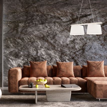 Lámpara colgante con cable AIDA 2xE27/60W/230V, diámetro 35 cm, roble/blanco