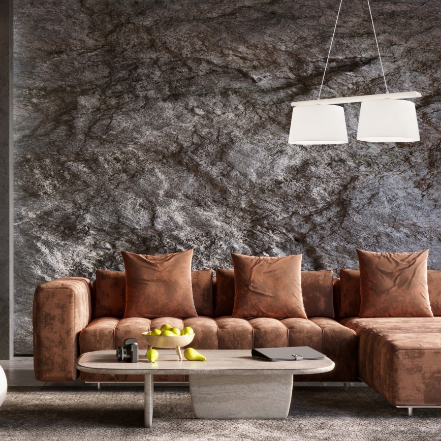 Lámpara colgante con cable AIDA 2xE27/60W/230V, diámetro 35 cm, roble/blanco