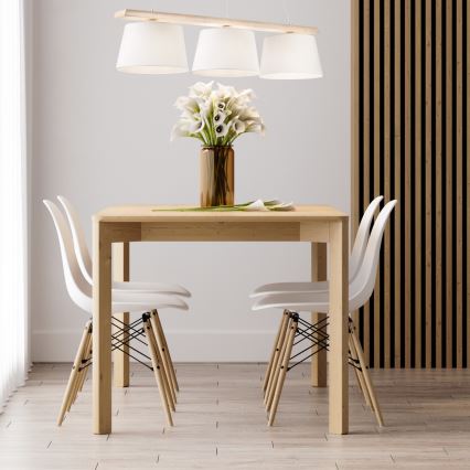 Lámpara colgante con cable AIDA 3xE27/60W/230V Ø 25 cm roble/blanco