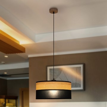 Lámpara colgante con cable ALBA 1xE27/15W/230V Ø 45 cm negro/marrón