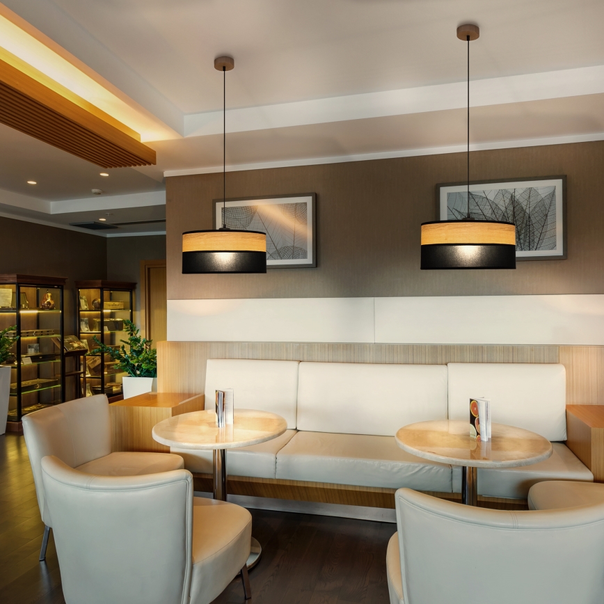 Lámpara colgante con cable ALBA 1xE27/15W/230V Ø 45 cm negro/marrón