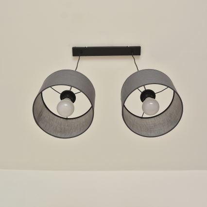 Lámpara colgante con cable ALBA 2xE27/15W/230V gris