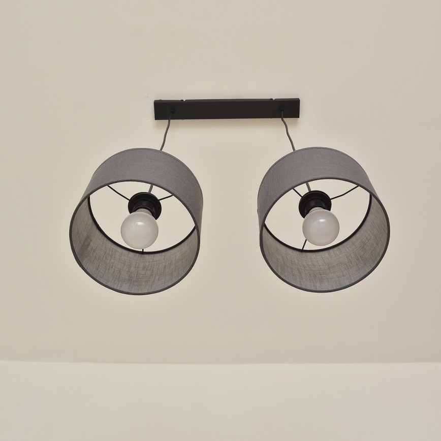 Lámpara colgante con cable ALBA 2xE27/15W/230V gris