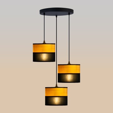 Lámpara colgante con cable ALBA 3xE27/15W/230V, diámetro 40 cm, en negro/marrón