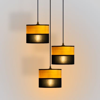 Lámpara colgante con cable ALBA 3xE27/15W/230V, diámetro 40 cm, en negro/marrón