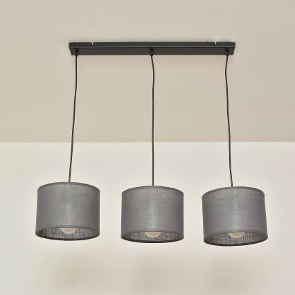 Lámpara colgante con cable ALBA 3xE27/15W/230V gris