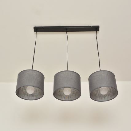 Lámpara colgante con cable ALBA 3xE27/15W/230V gris