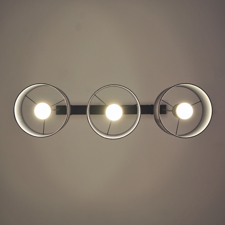 Lámpara colgante con cable ALBA 3xE27/15W/230V gris