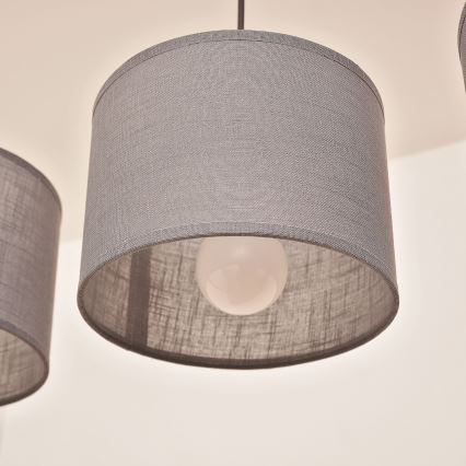 Lámpara colgante con cable ALBA 3xE27/15W/230V gris