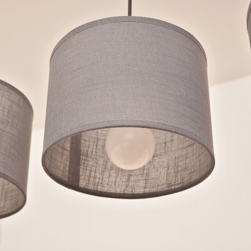 Lámpara colgante con cable ALBA 3xE27/15W/230V gris