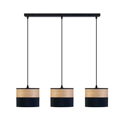 Lámpara colgante con cable ALBA 3xE27/15W/230V negro/marrón
