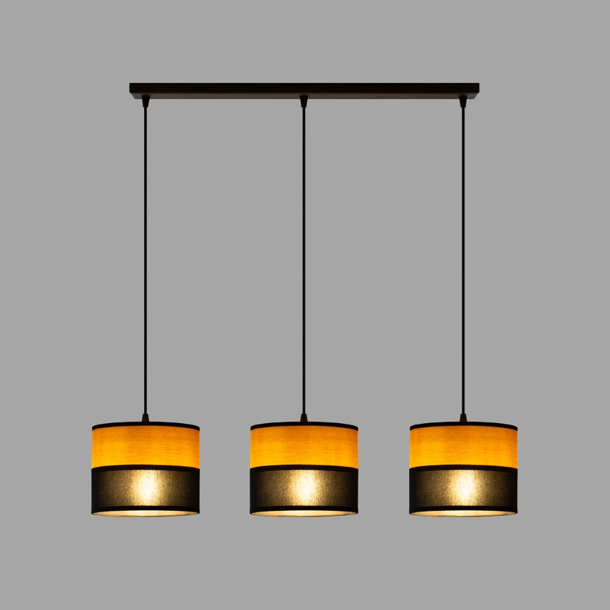 Lámpara colgante con cable ALBA 3xE27/15W/230V negro/marrón