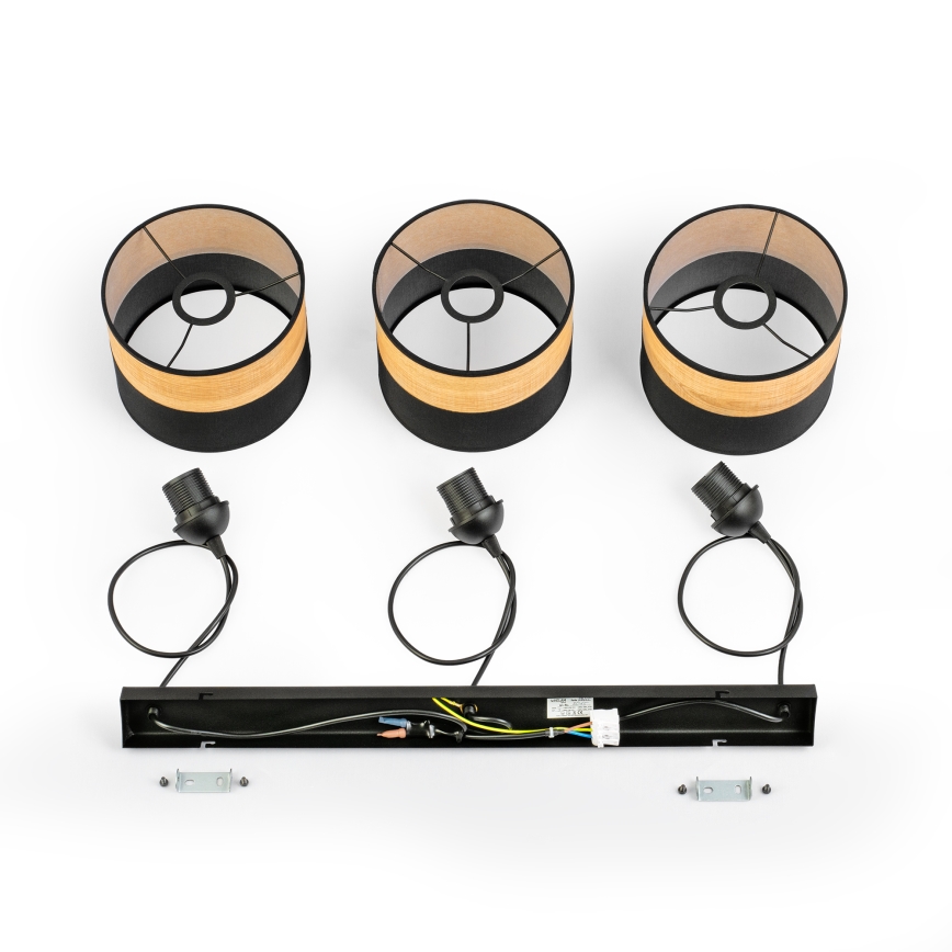 Lámpara colgante con cable ALBA 3xE27/15W/230V negro/marrón