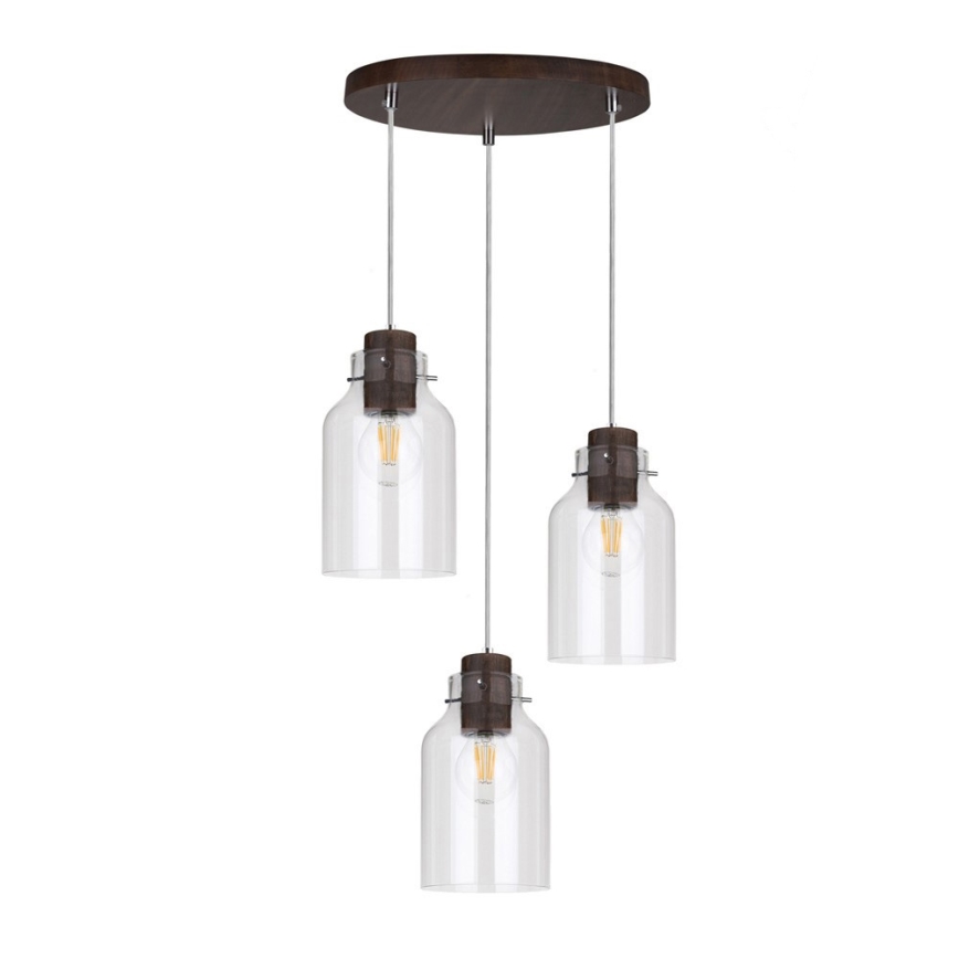 Lámpara colgante con cable ALESSANDRO 3xE27/60W/230V haya