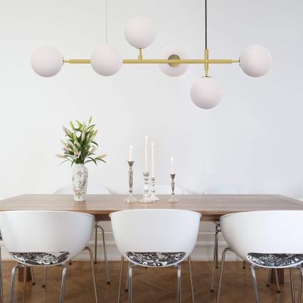 Lámpara colgante con cable ALISA 6xE14/40W/230V dorada