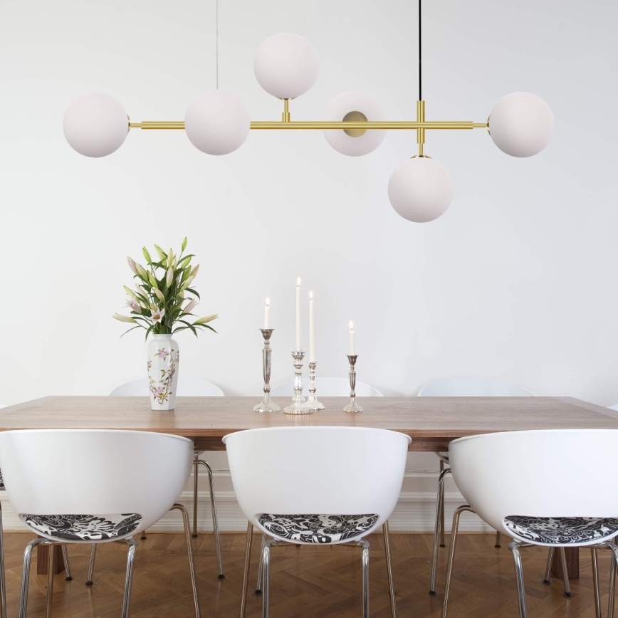 Lámpara colgante con cable ALISA 6xE14/40W/230V dorada