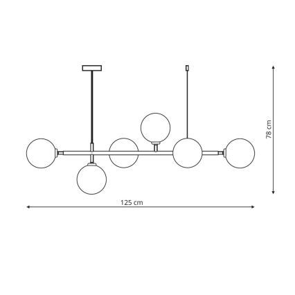 Lámpara colgante con cable ALISA 6xE14/40W/230V dorada