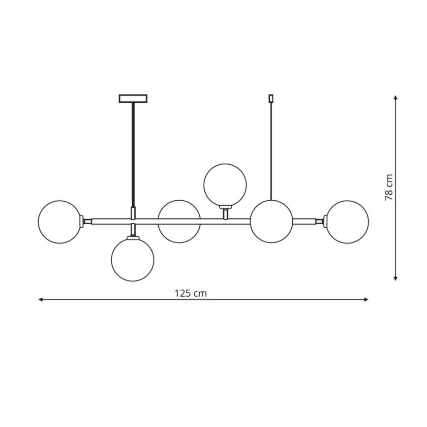 Lámpara colgante con cable ALISA 6xE14/40W/230V dorada