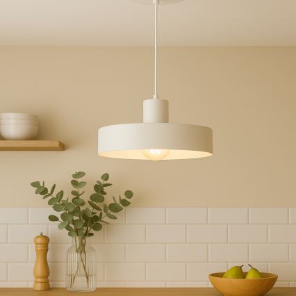 Lámpara colgante con cable ARCANE 1xE27/60W/230V blanca