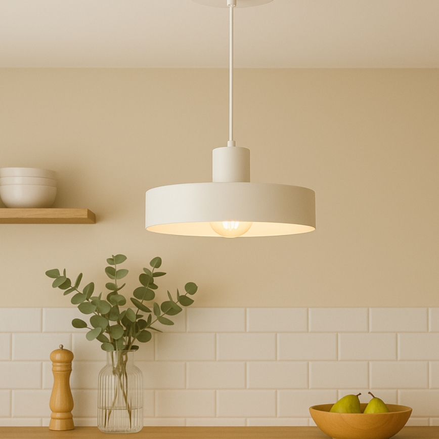 Lámpara colgante con cable ARCANE 1xE27/60W/230V blanca