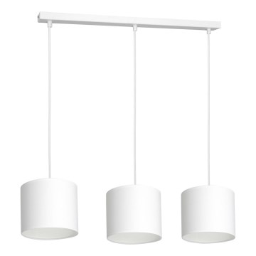Lámpara colgante con cable ARDEN 3xE27/60W/230V blanca