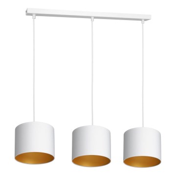 Lámpara colgante con cable ARDEN 3xE27/60W/230V blanco/dorado