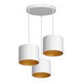 Lámpara colgante con cable ARDEN 3xE27/60W/230V blanco/dorado