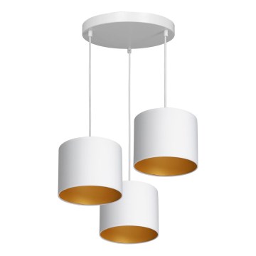 Lámpara colgante con cable ARDEN 3xE27/60W/230V blanco/dorado