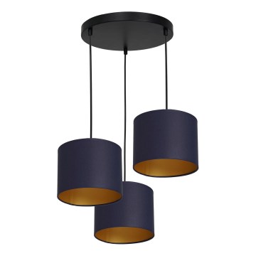 Lámpara colgante con cable ARDEN 3xE27/60W/230V morado/dorado