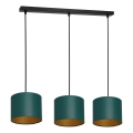 Lámpara colgante con cable ARDEN 3xE27/60W/230V verde/dorado