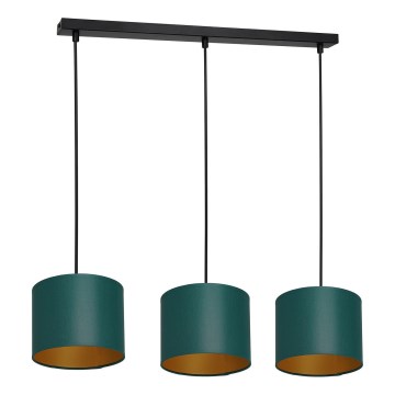 Lámpara colgante con cable ARDEN 3xE27/60W/230V verde/dorado