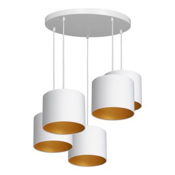 Lámpara colgante con cable ARDEN 5xE27/60W/230V blanco/dorado