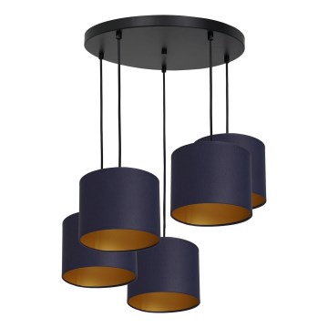 Lámpara colgante con cable ARDEN 5xE27/60W/230V morado/dorado