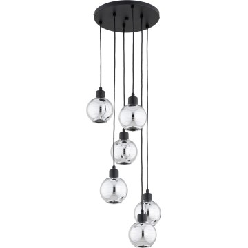 Lámpara colgante con cable ARVENE 5xE27/15W/230V negra/cromo brillante